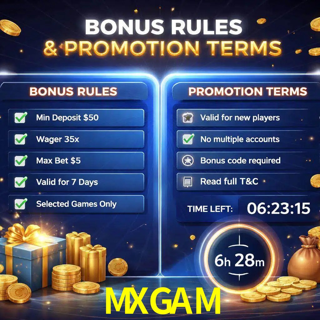 Reglas de promoción MXGAM y condiciones de bonos explicadas visualmente