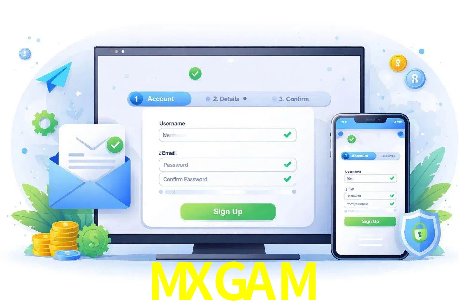 Registro de nuevo usuario y configuración de cuenta MXGAM